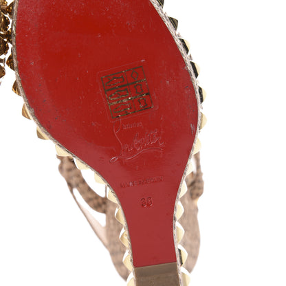 Christian Louboutin Cork Python Embossed Cataclou 140 Wedge Sandals 36 Beige 6 of 11