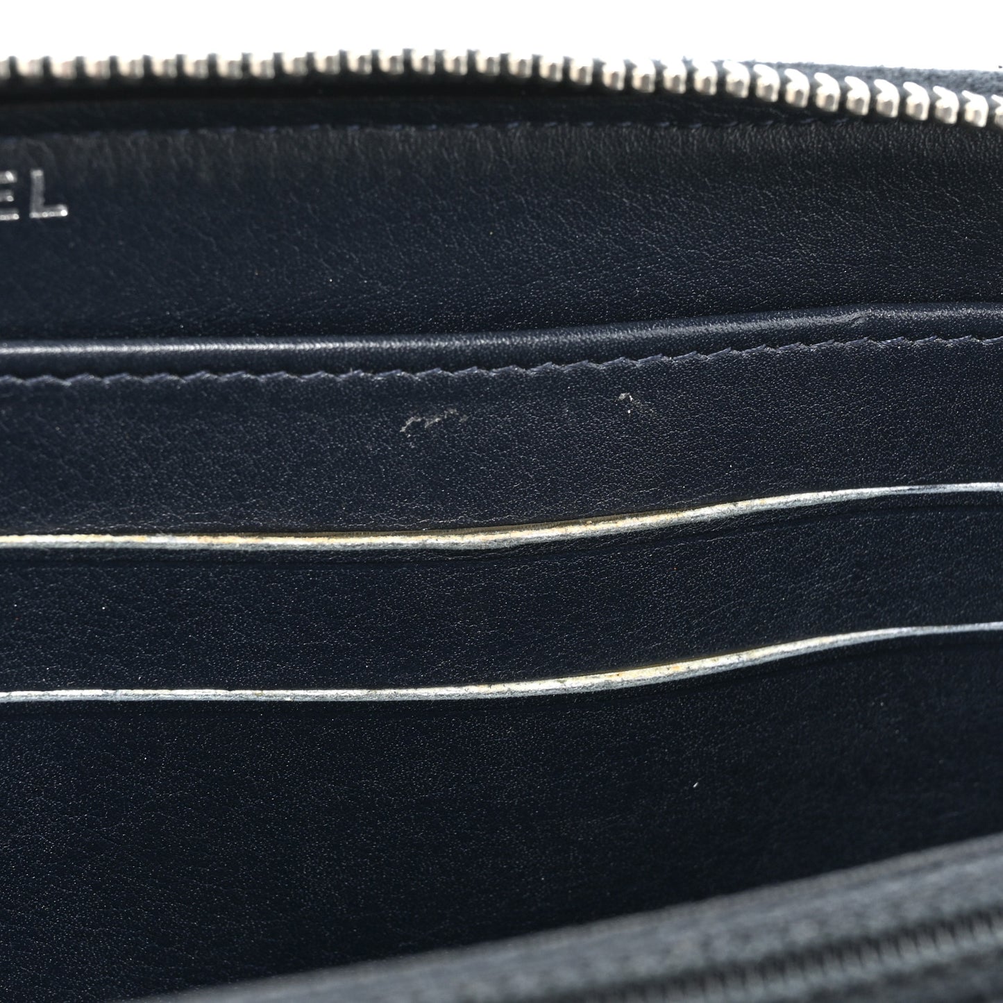 Caviar Quilted Large Gusset Zip Around Wallet Navy