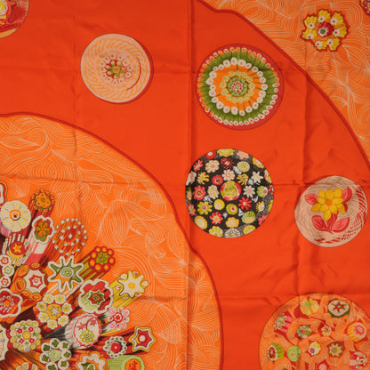 Hermes Silk Sulfure et Presse Papiers II Scarf 90 Orange 1 of 6
