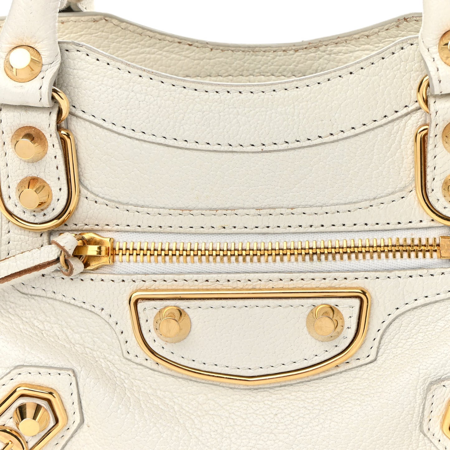Chevre Gold Metallic Edge Hardware Mini City White