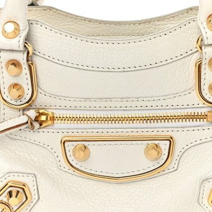 Balenciaga Chevre Gold Metallic Edge Hardware Mini City White 13 of 14