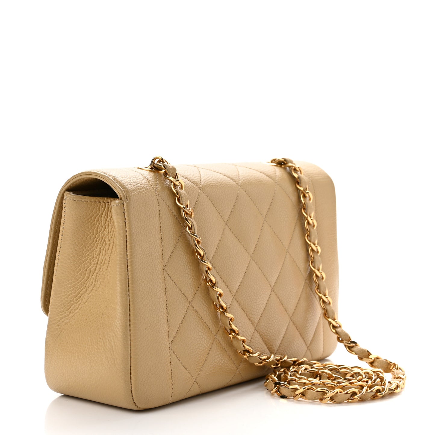Caviar Quilted Small Single Flap Beige