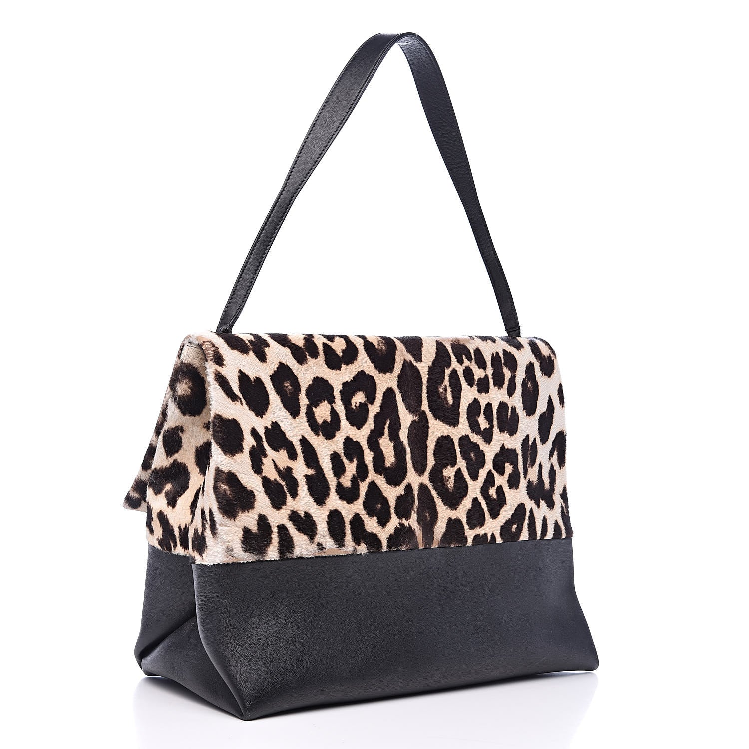 Celine Pony Hair Calfskin Leopard Print All Soft Tote Black 3 of 17