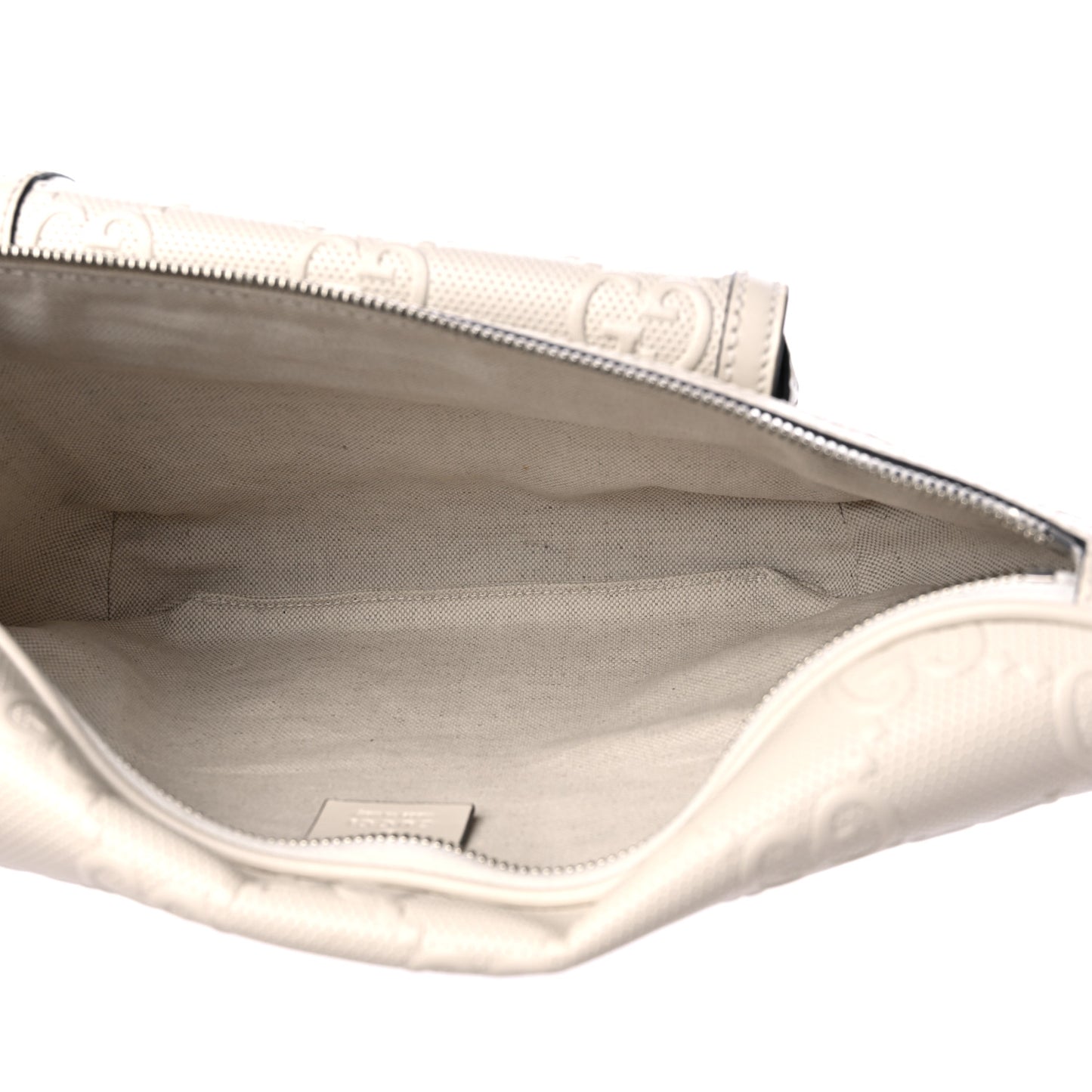 Calfskin GG Tennis Embossed Pocket Belt Bag Mystic White