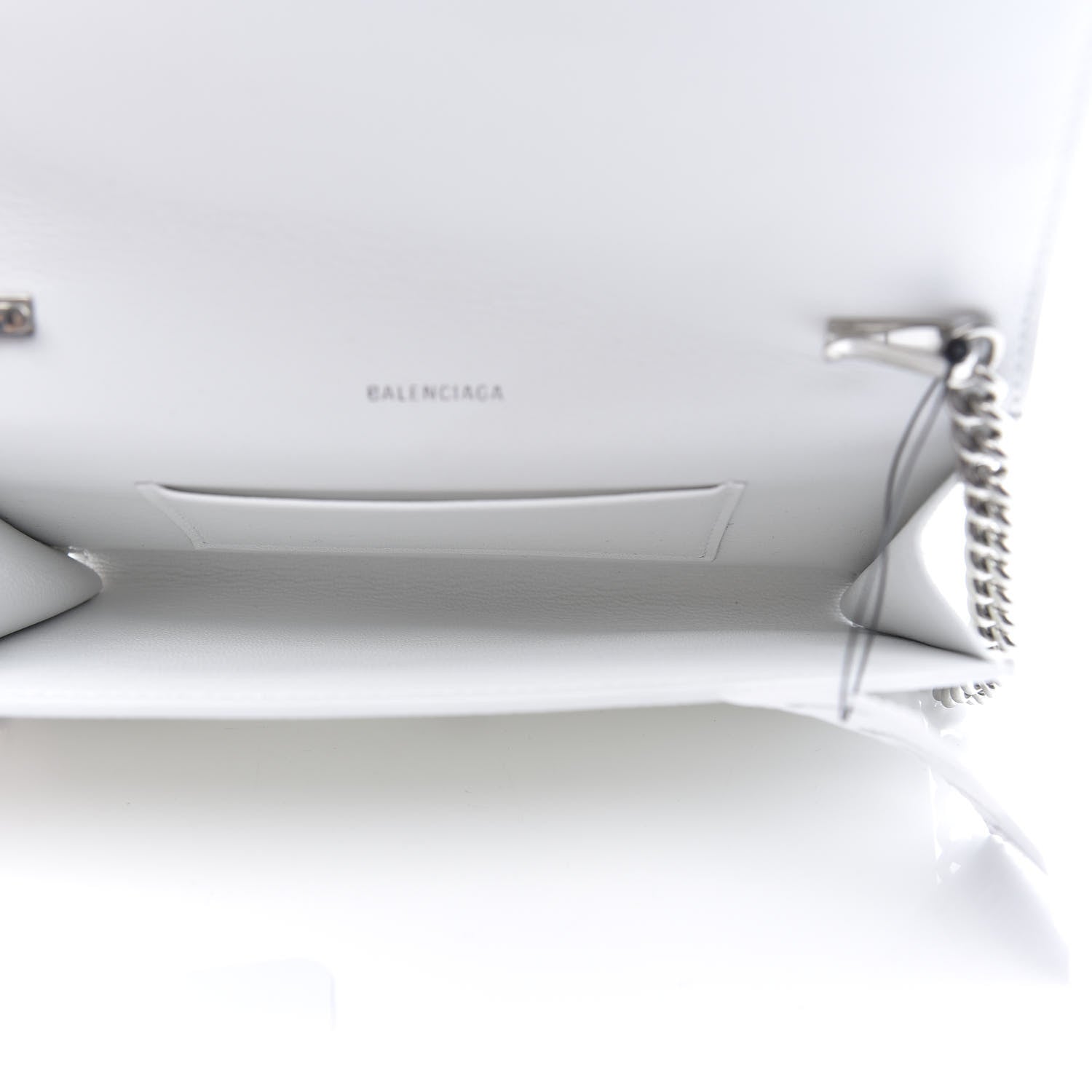 Balenciaga Grained Calfskin Logo Cash Phone Holder Wallet On Chain White Fluo Pink 5 of 9
