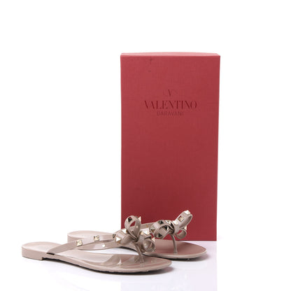 Valentino Garavani PVC Jelly Rockstud Bow Thong Sandals 38 Poudre 8 of 8