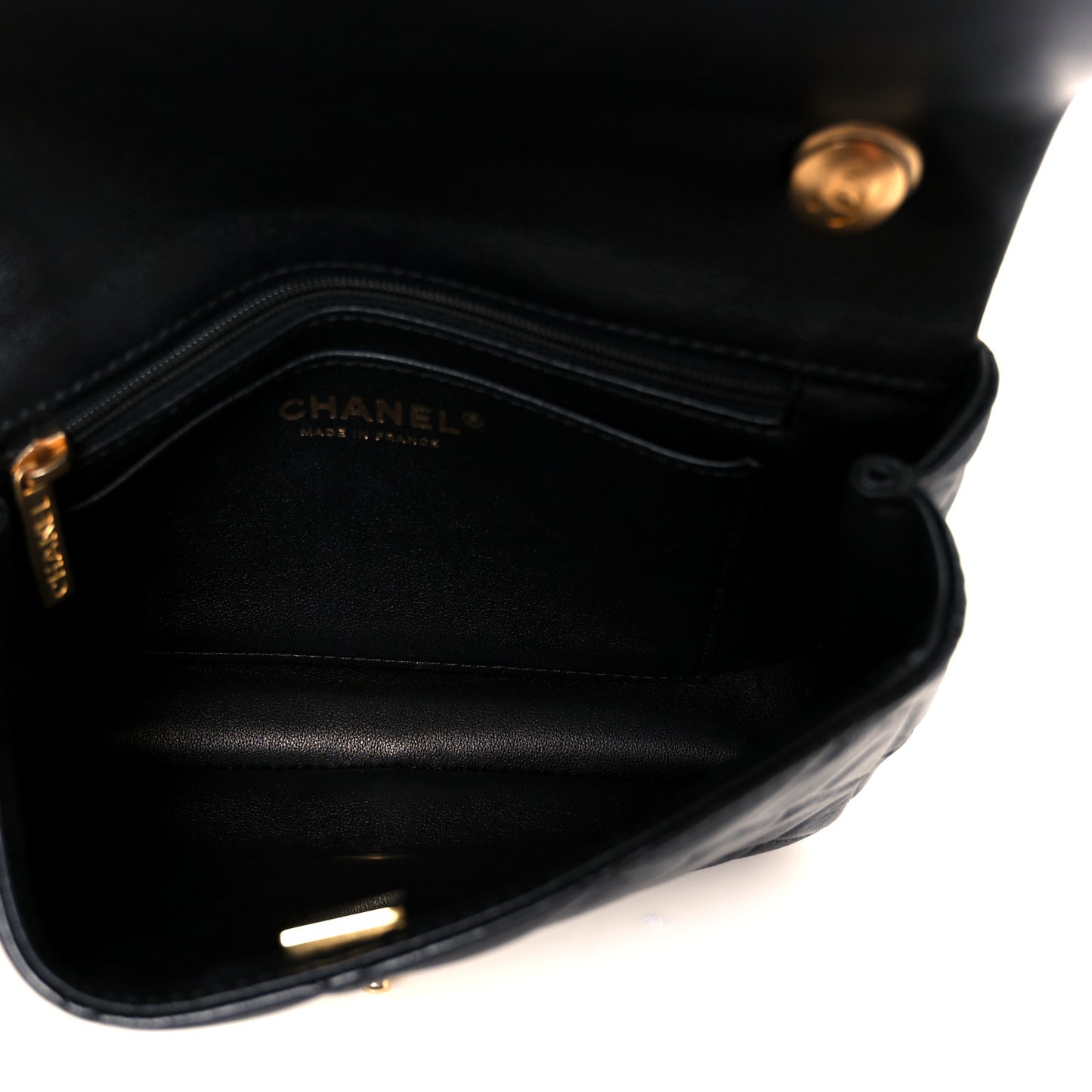 Lambskin Quilted  Pearl  Flap Black