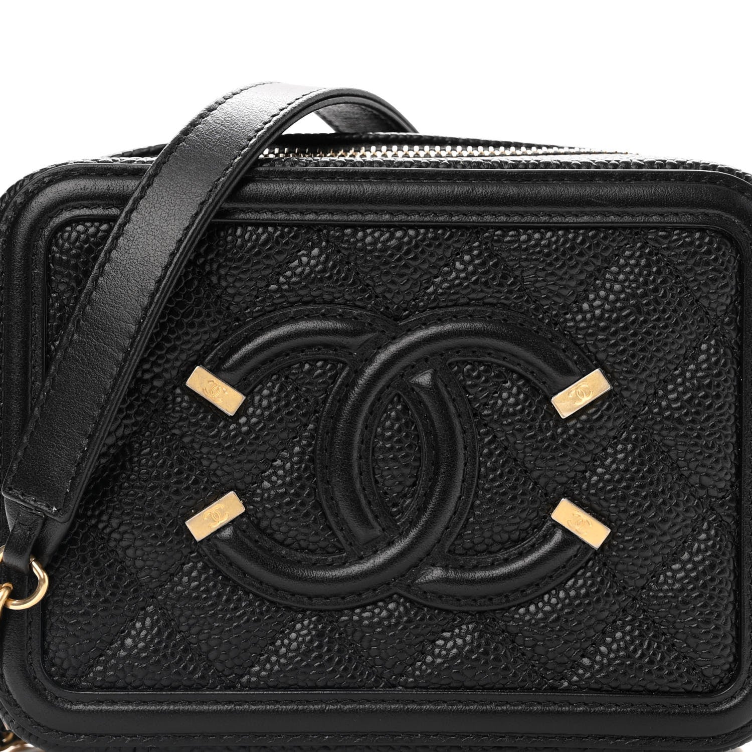 Chanel Caviar Quilted CC Filigree Vanity Clutch With Chain Black 8 of 10