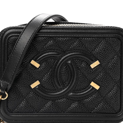 Chanel Caviar Quilted CC Filigree Vanity Clutch With Chain Black 8 of 10