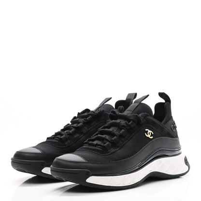 Chanel Velvet Calfskin Mixed Fibers CC Sneakers 39.5 Black 2 of 8