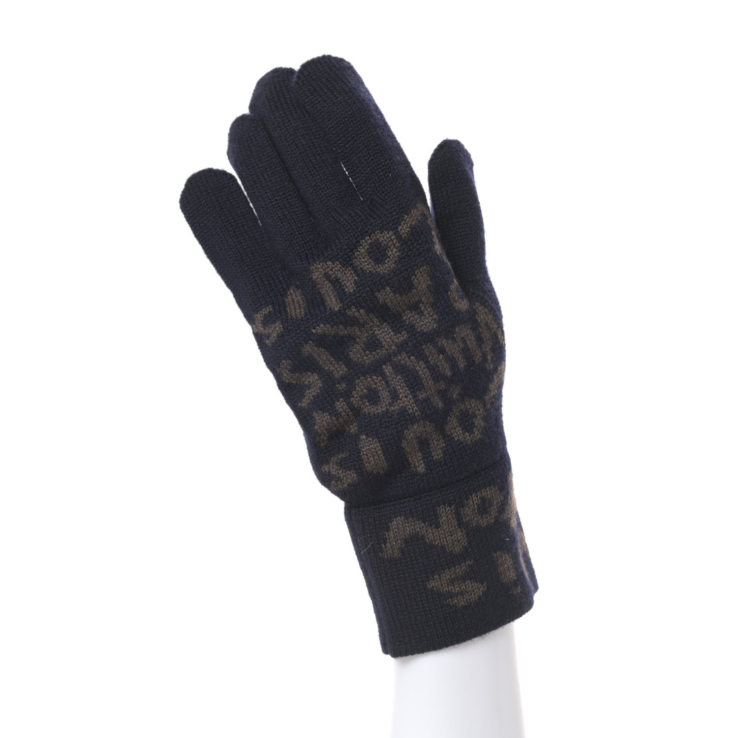 Louis Vuitton Wool Graffiti Gloves Navy 2 of 4