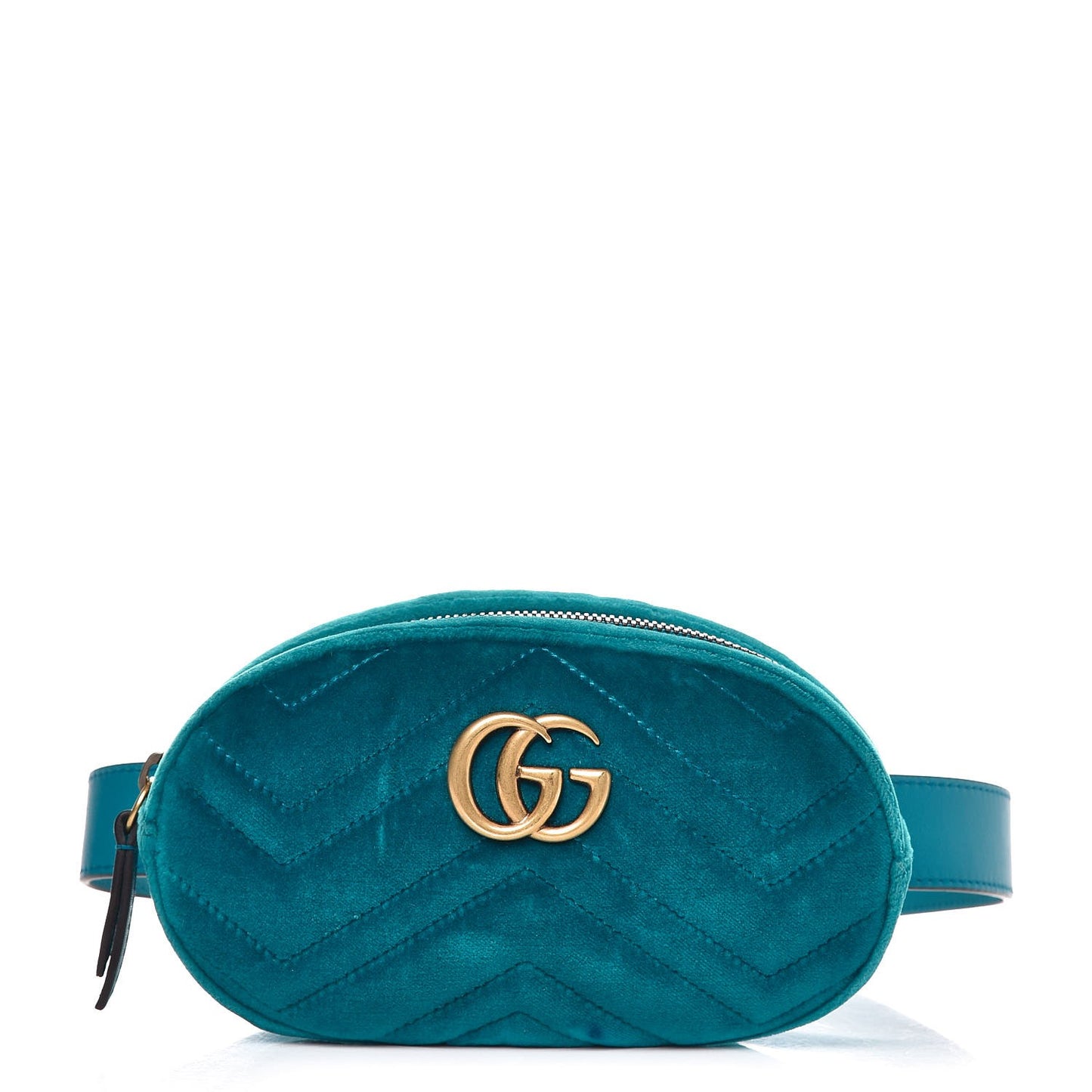 Velvet Matelasse GG Marmont Belt Bag 85 34 Pavone Cyan