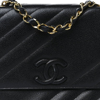 Chanel Caviar Diagonal Quilted Jumbo Single Flap Black 9 of 11
