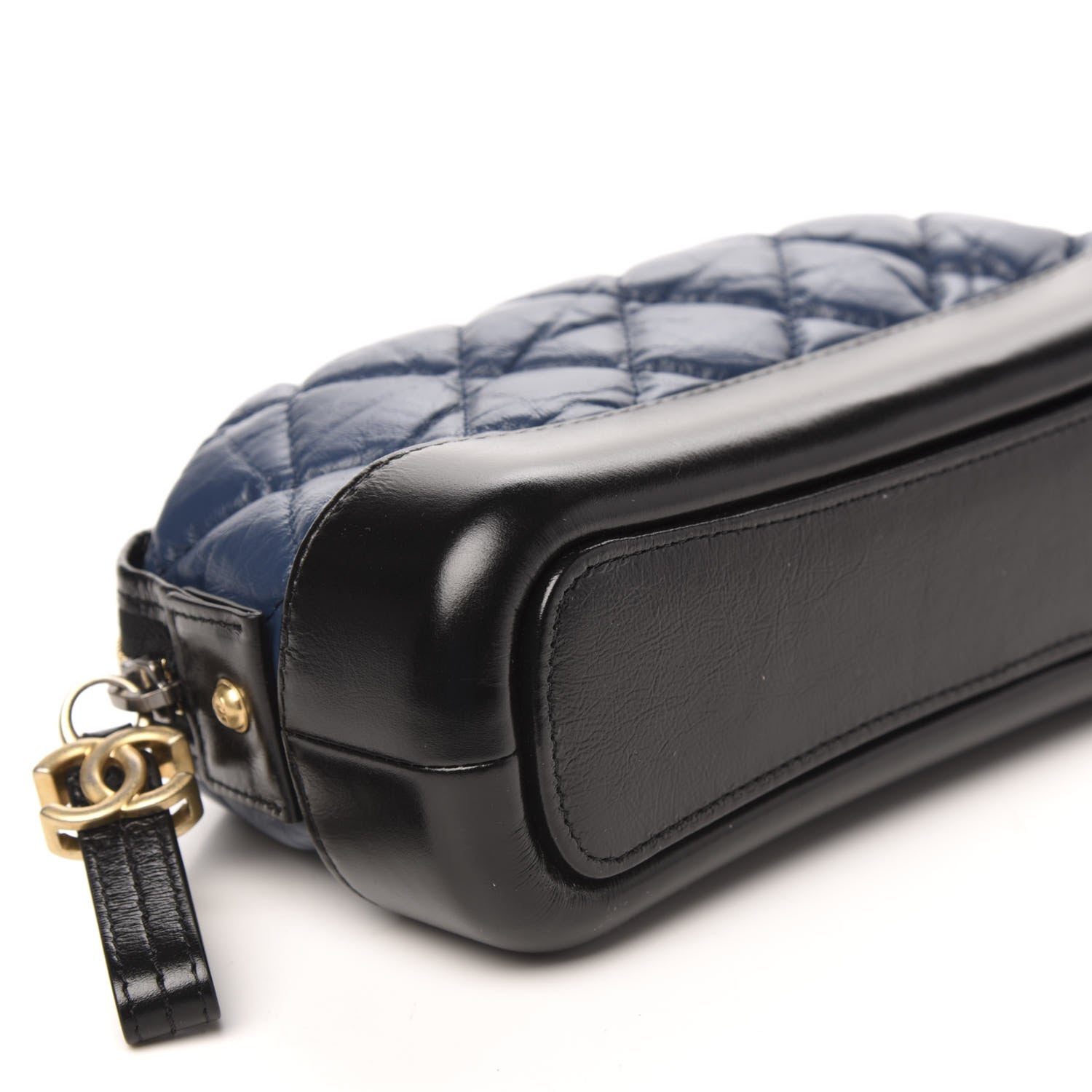 Chanel Aged Calfskin Quilted Gabrielle Classic Pouch Blue Black 6 of 9