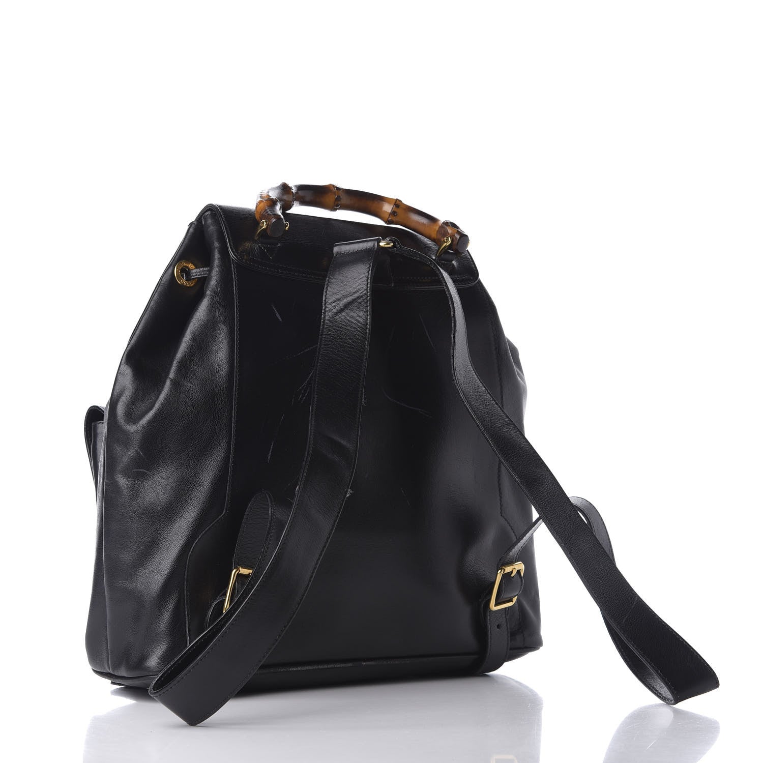 Gucci Calfskin Bamboo Backpack Black 2 of 12