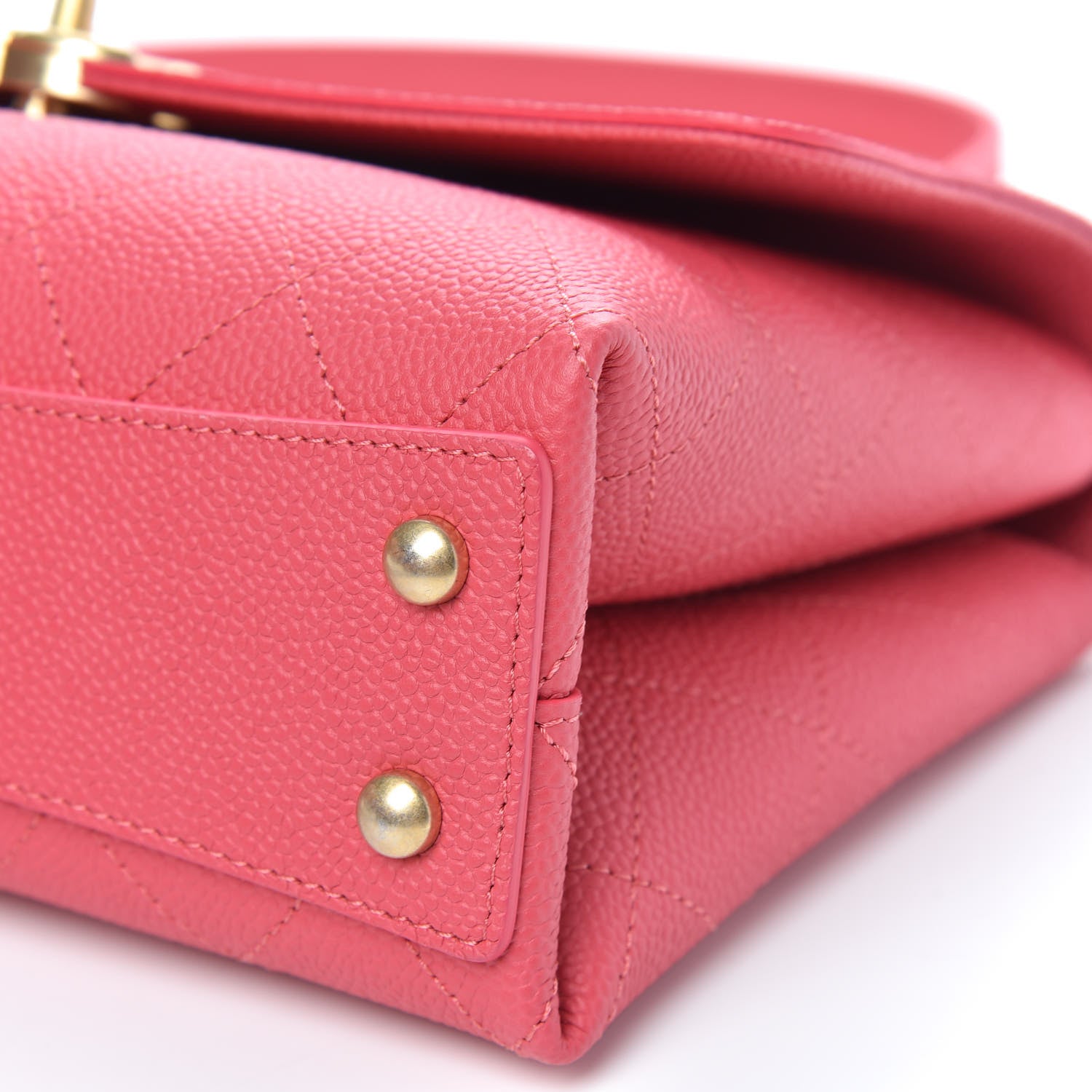Chanel Caviar Diamond Stitched Small Top Handle Flap Pink 9 of 10