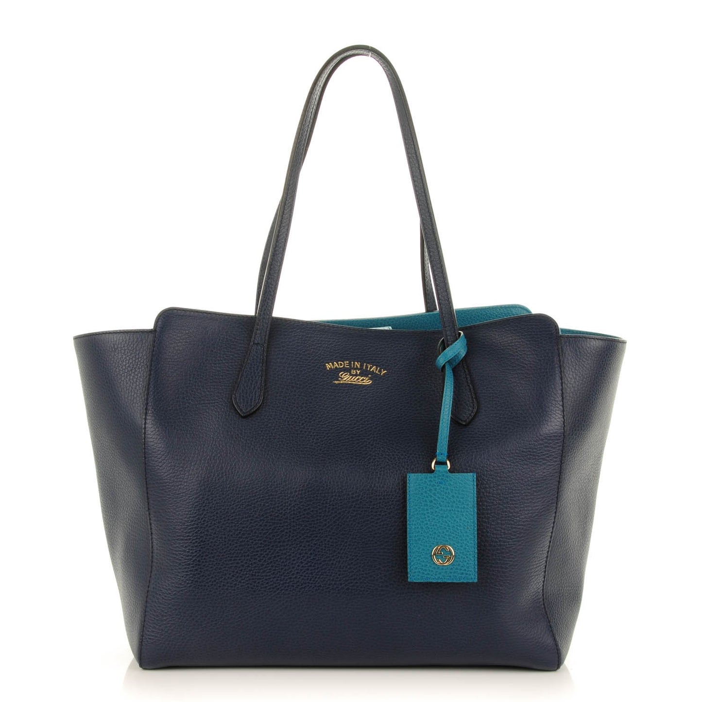 Dollar Calfskin Medium Swing Tote Marine Deep Cobalt