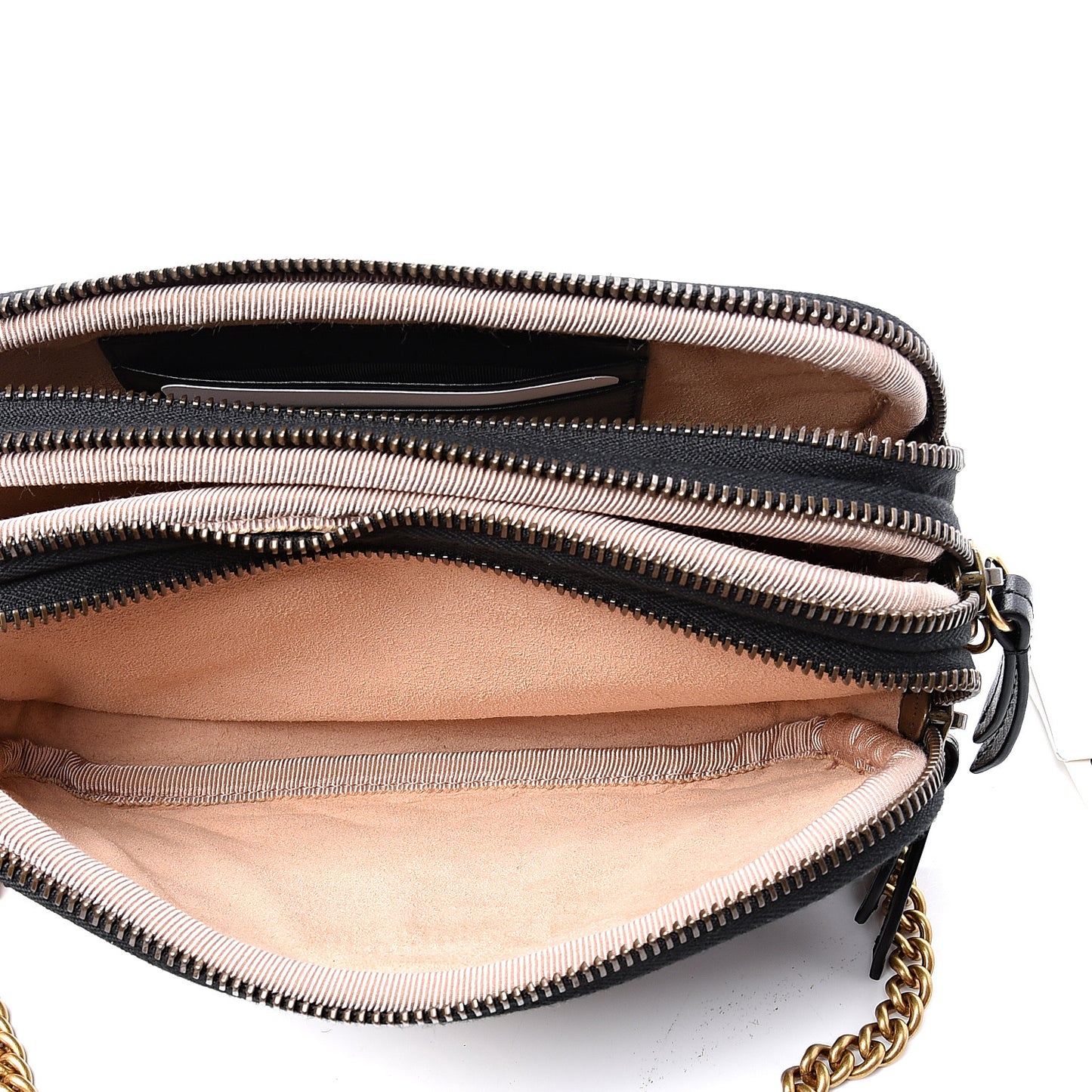 Calfskin Matelasse Mini GG Marmont Chain Crossbody Bag Black