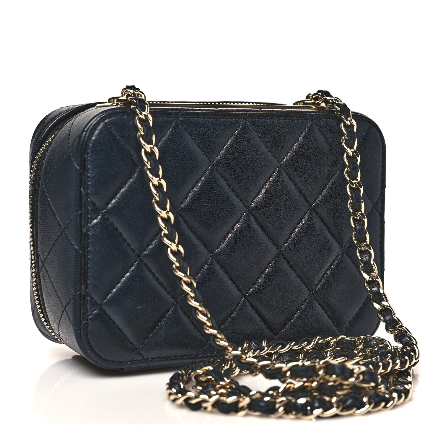 Chanel Lambskin Quilted Small Trendy CC Camera Case With Chain Navy 3 of 10