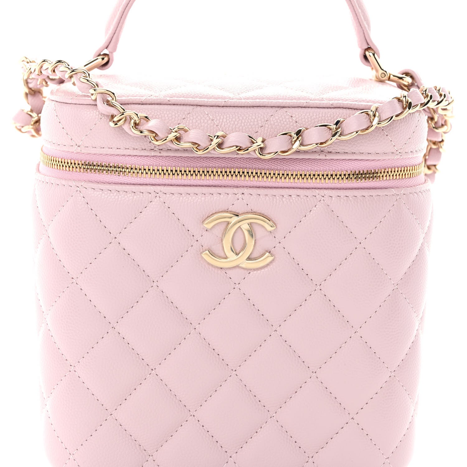 Chanel Caviar Quilted Small Top Handle Vanity Case With Chain Light Pink 8 of 11