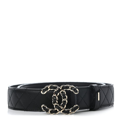 Chanel Calfskin Quilted CC Chain Belt 80 Black 1 of 6