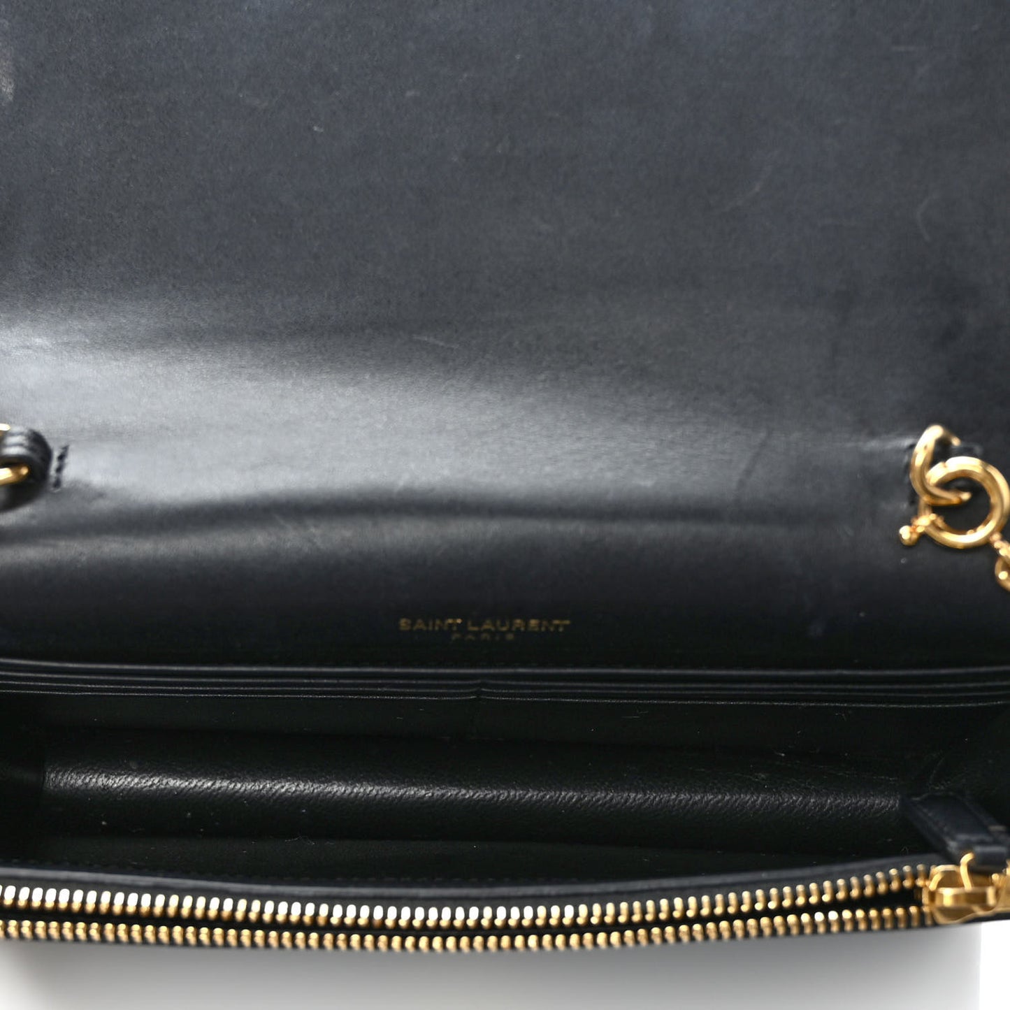 Smooth Calfskin Classic Monogram Kate Tassel Chain Wallet Black