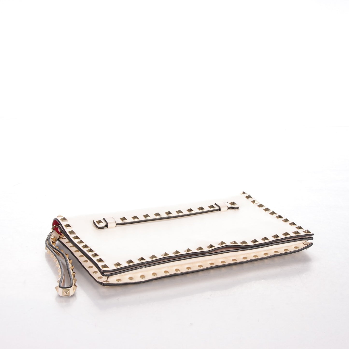 Nappa Rockstud Wristlet Clutch White
