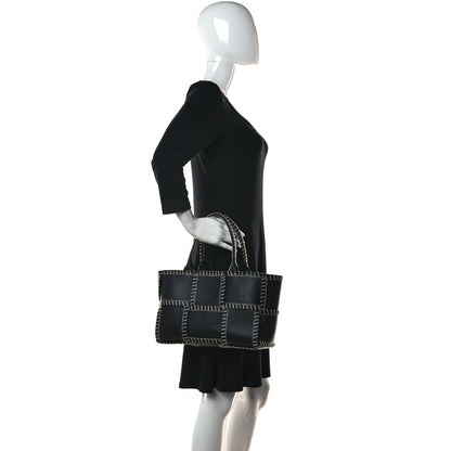 Bottega Veneta Nappa Maxi Intrecciato Overlock Stitched Small Arco Tote Black Silver 2 of 8