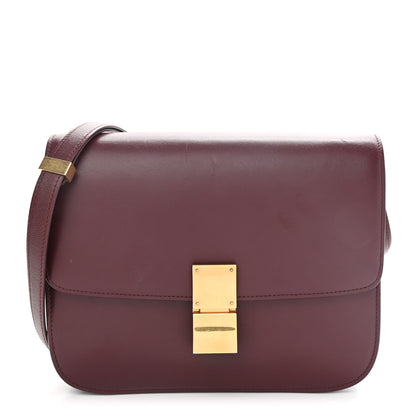 Celine Box Calfskin Medium Classic Box Flap Bag Burgundy 1 of 13