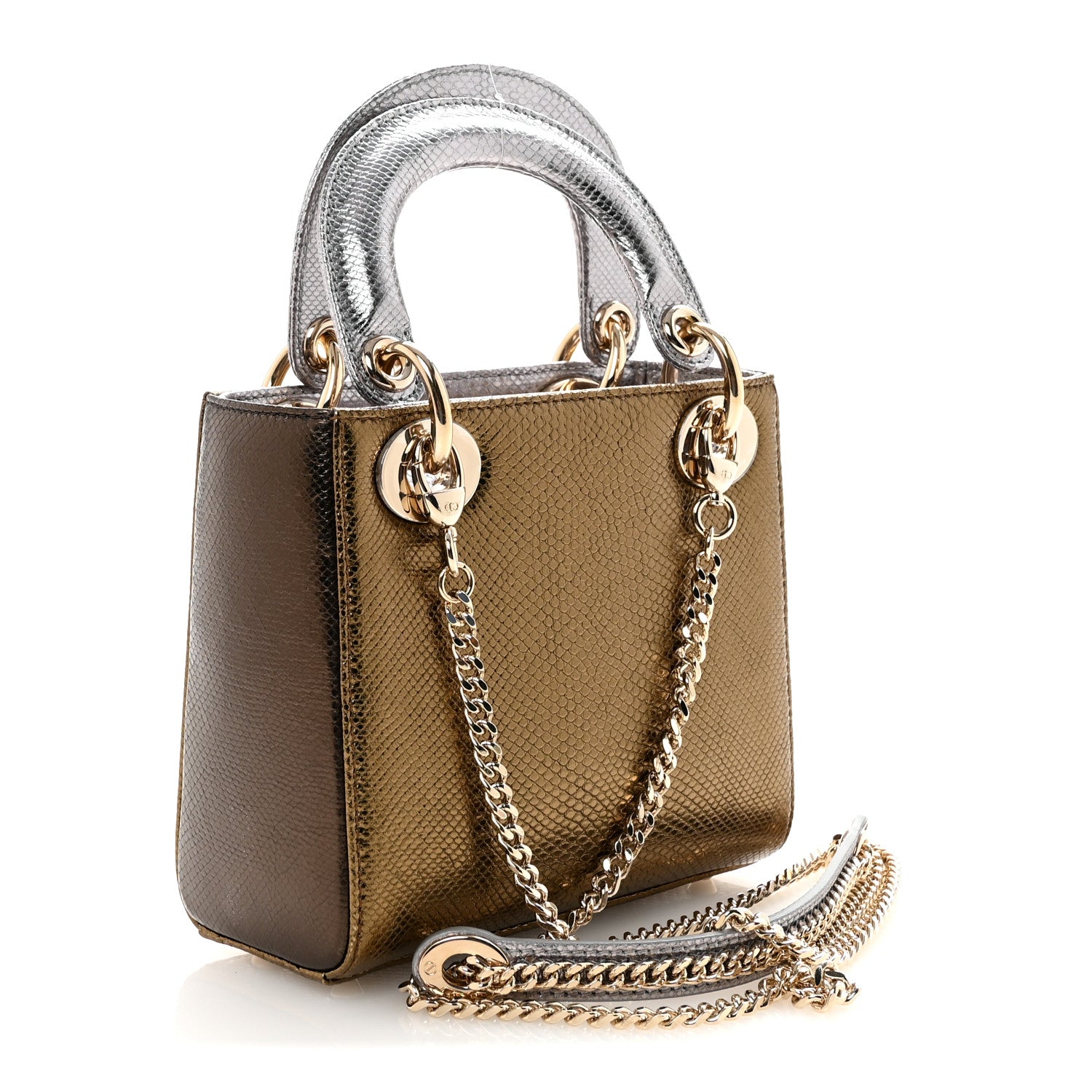 Christian Dior Metallic Karung Mini Lady Dior Gold Multicolor 3 of 10