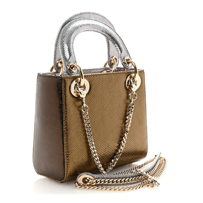 Christian Dior Metallic Karung Mini Lady Dior Gold Multicolor 3 of 10