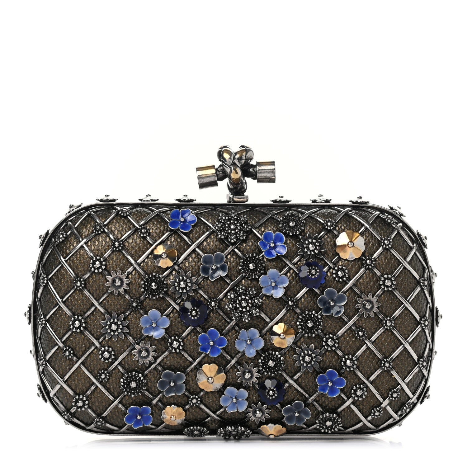 Bottega Veneta Karung Metal Embellished Knot Clutch Antique Brass 1 of 7
