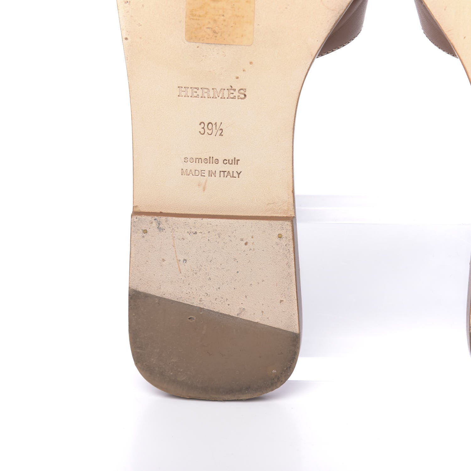 Hermes Box Calfskin Oran Sandals 39.5 Gold 11 of 13