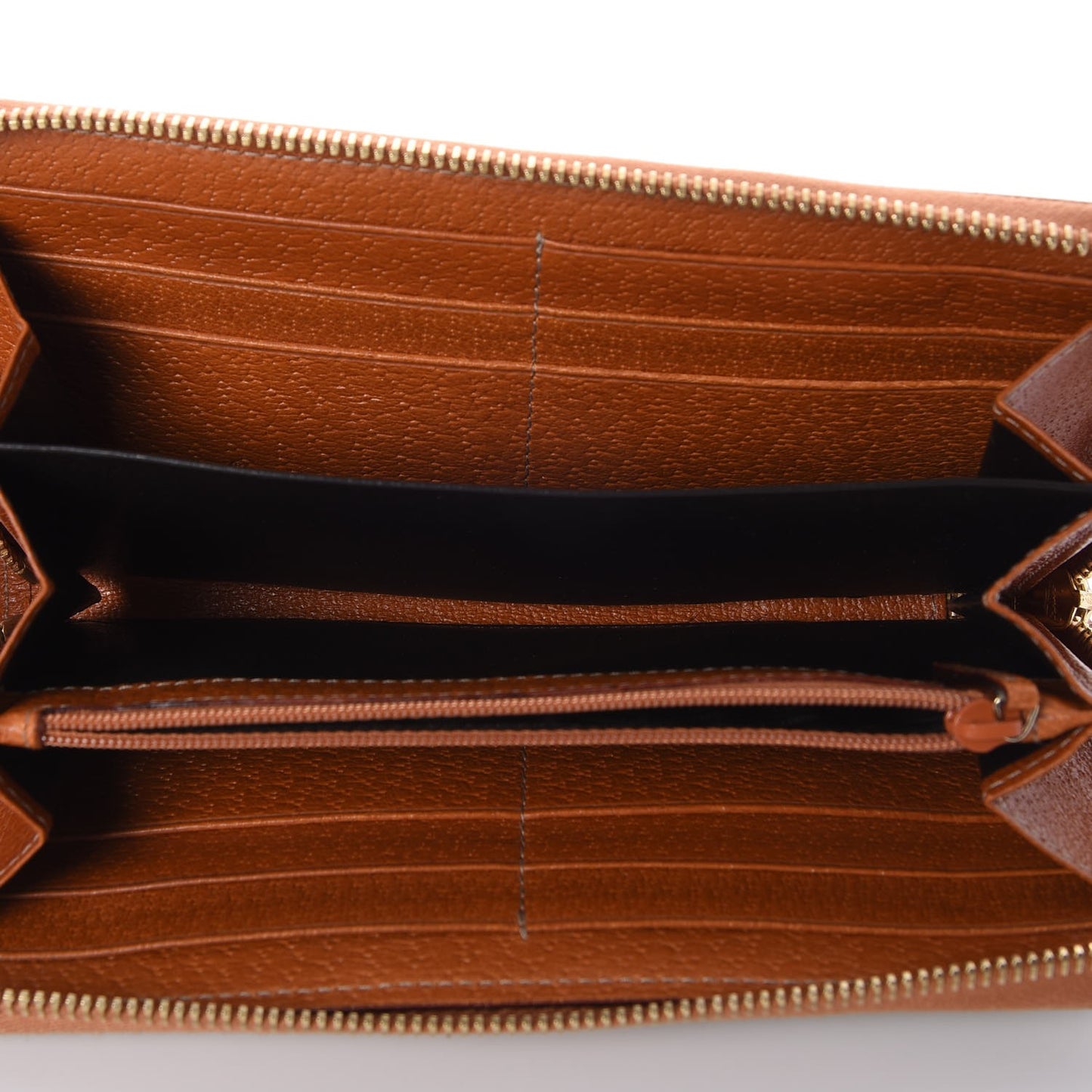 Monogram Metal Bar Zip Around Wallet Tan