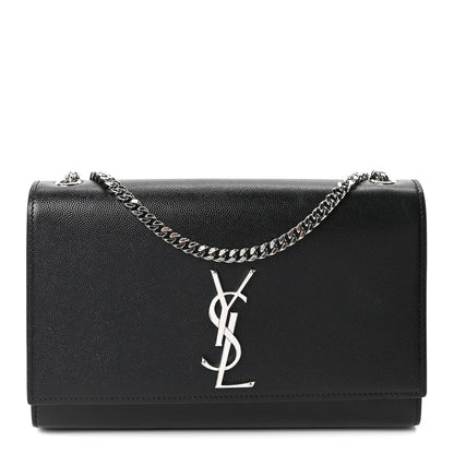 Saint Laurent Grain De Poudre Medium Classic Monogram Kate Satchel Black 1 of 9