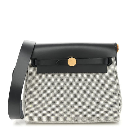 Hermes Military Toile Vache Hunter Herbag Zip Retourne 20 Ecru Black 1 of 11