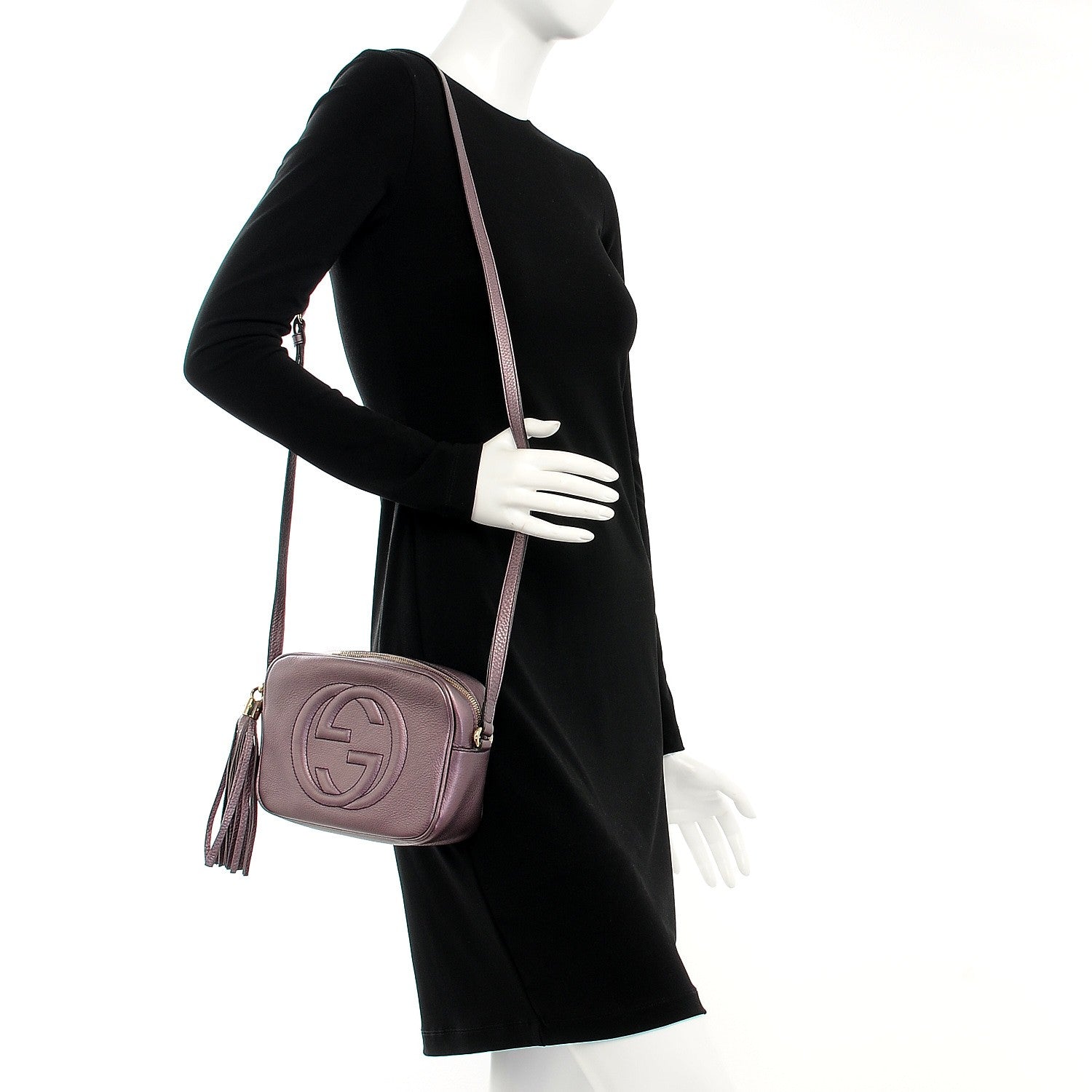 Gucci Metallic Pebbled Calfskin Small Soho Disco Bag Purple 2 of 7