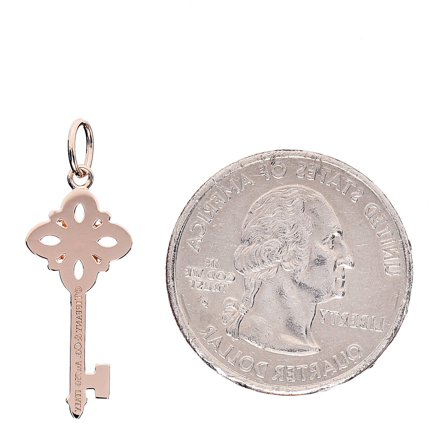 Tiffany 18K Rose Gold Diamond Mini Victoria Key Pendant 2 of 2