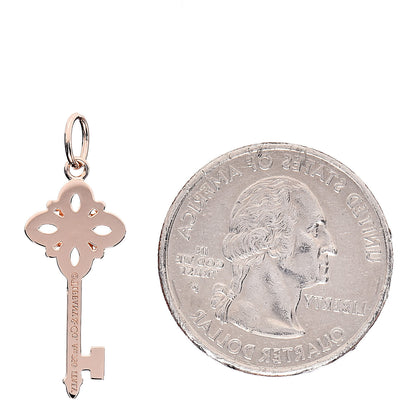 Tiffany 18K Rose Gold Diamond Mini Victoria Key Pendant 2 of 2