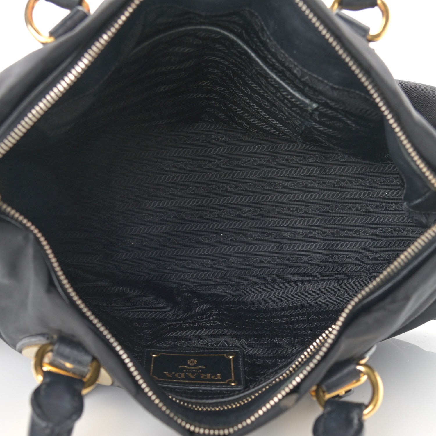 Prada Tessuto Nylon Soft Calfskin Shopping Satchel Black 4 of 15