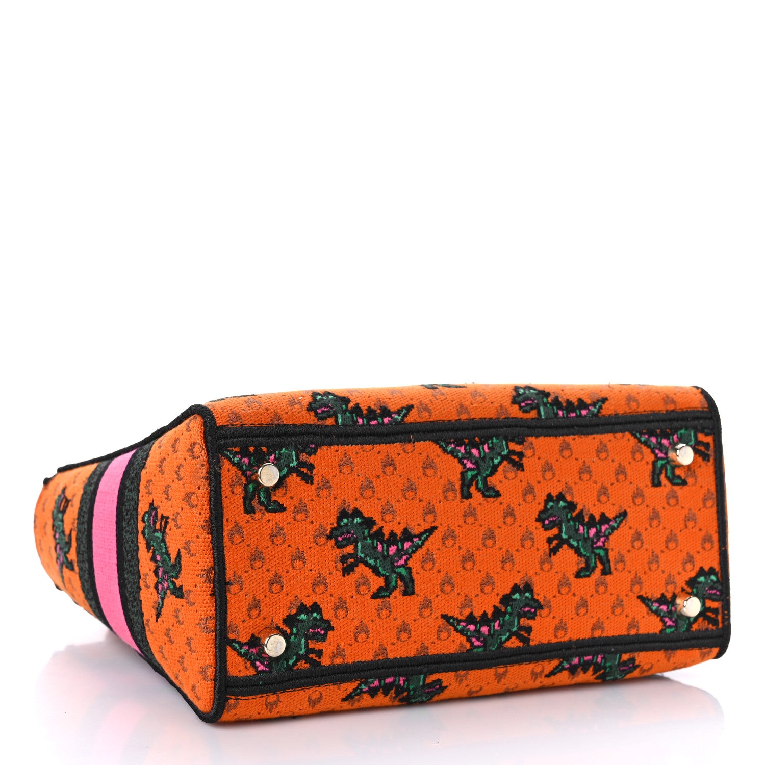 Christian Dior Canvas Embroidered Dino Medium Lady D-Lite Orange Multicolor 4 of 8