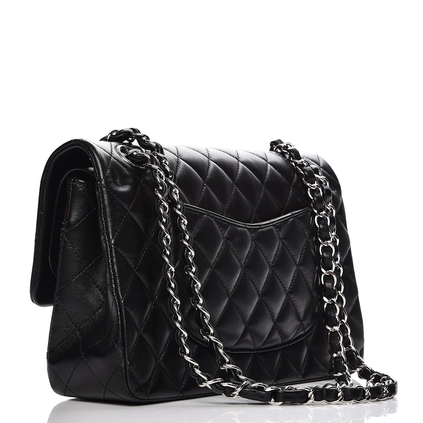 Lambskin Quilted Medium Double Flap Black