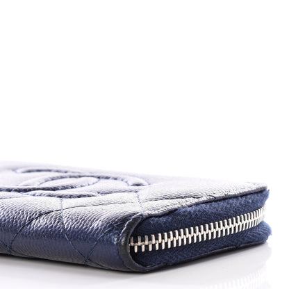 Chanel Metallic Caviar Quilted Diamond CC Key Holder Case Navy 6 of 9