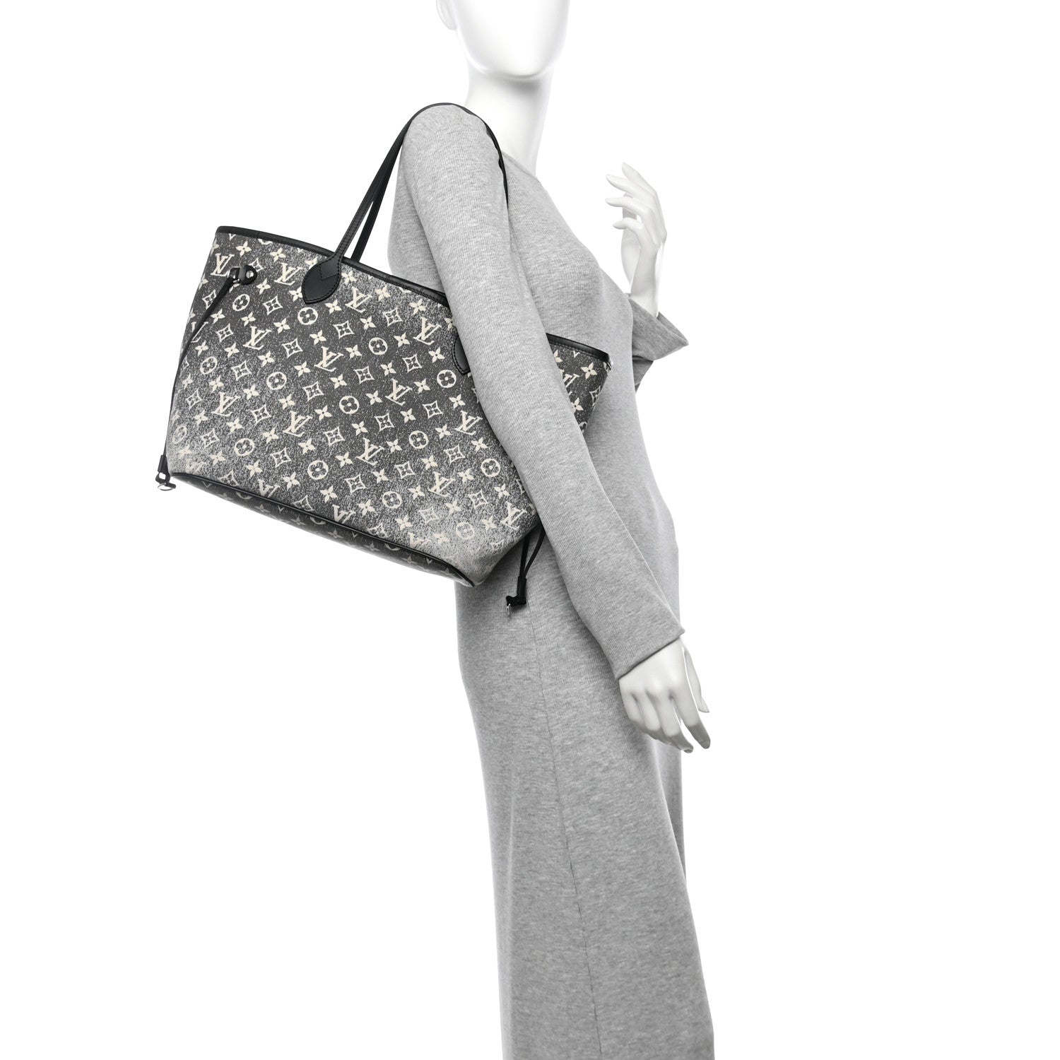 Louis Vuitton Denim Monogram Jacquard Neverfull MM  Grey 2 of 13