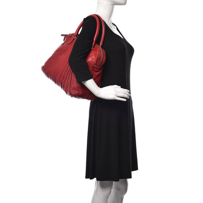 Valentino Garavani Lambskin Pleated Tote Red 2 of 8
