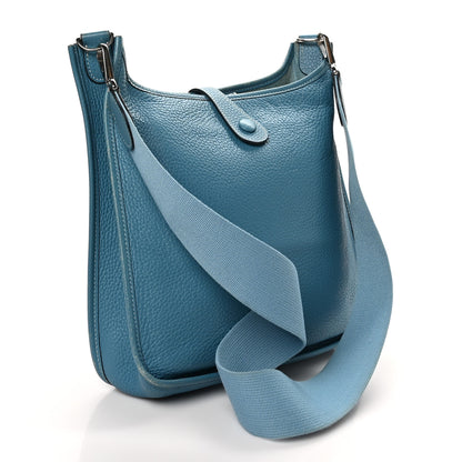 Hermes Taurillon Clemence Evelyne PM Blue Jean 3 of 11