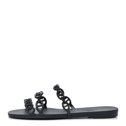 Hermes Rubber Chaine d'Ancre Rivage Sandals 35 Black 1 of 10