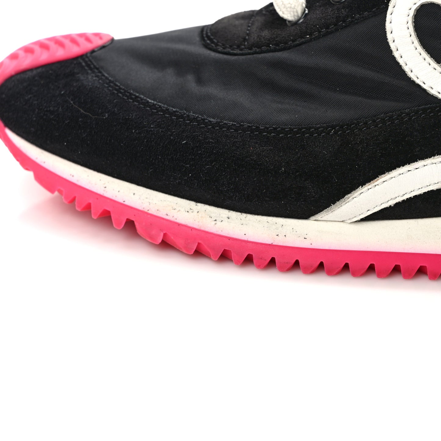 Suede Nylon Womens Flow Runner Sneakers 39 Black Neon Pink