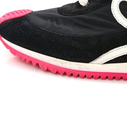 Loewe Suede Nylon Womens Flow Runner Sneakers 39 Black Neon Pink 11 of 11