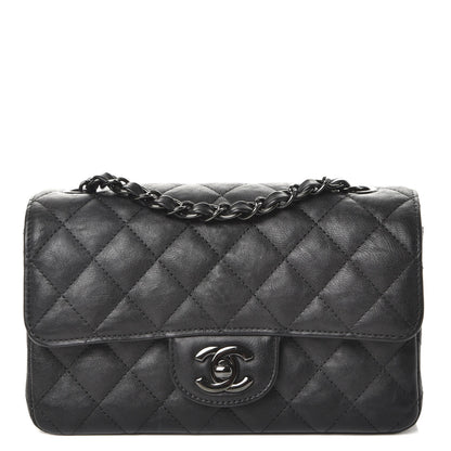 Chanel Crumpled Calfskin Quilted Mini Rectangular Flap So Black 1 of 8